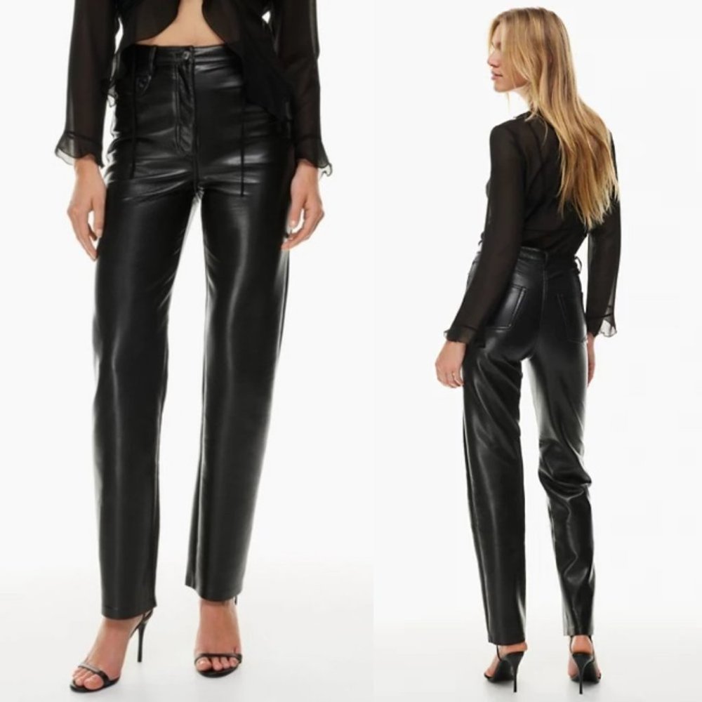 Wilfred Black Vegan Leather High Rise Melina Pants